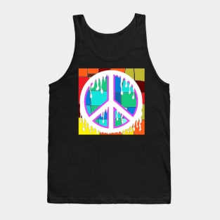 peace blue orange art pop art Tank Top